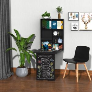 wohnli-moebel-suche-800000810921-1 WANDTISCH Klappbar Wandklapptisch Klappschreibtisch Computertisch Schwarz Kunststoff HOMCOM Möbel > Tische > Esstische Schwarz