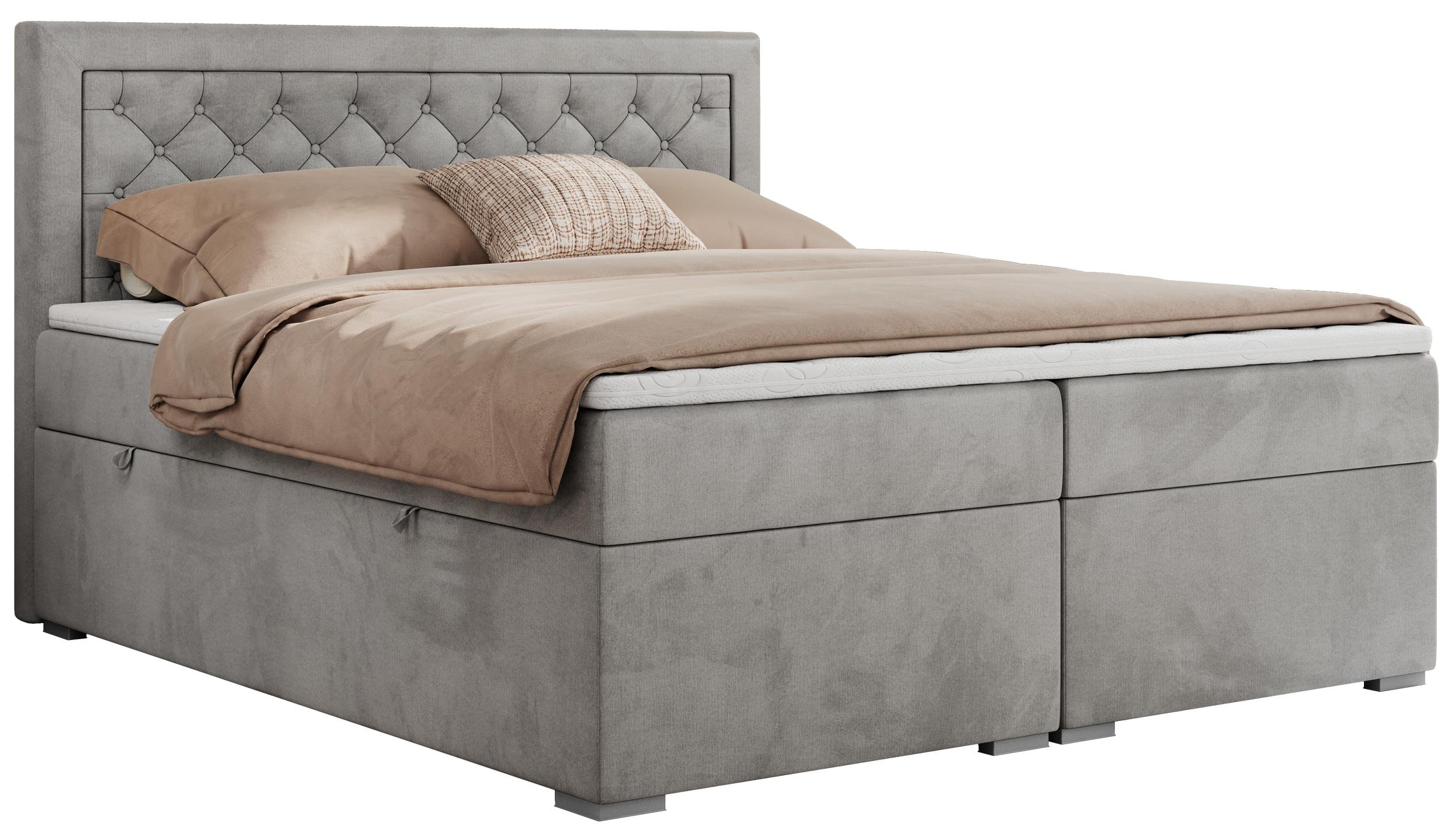 Wohnli Möbelsuche - BOXBETT JASIR 120/200 - Hellgrau Velvet - H4