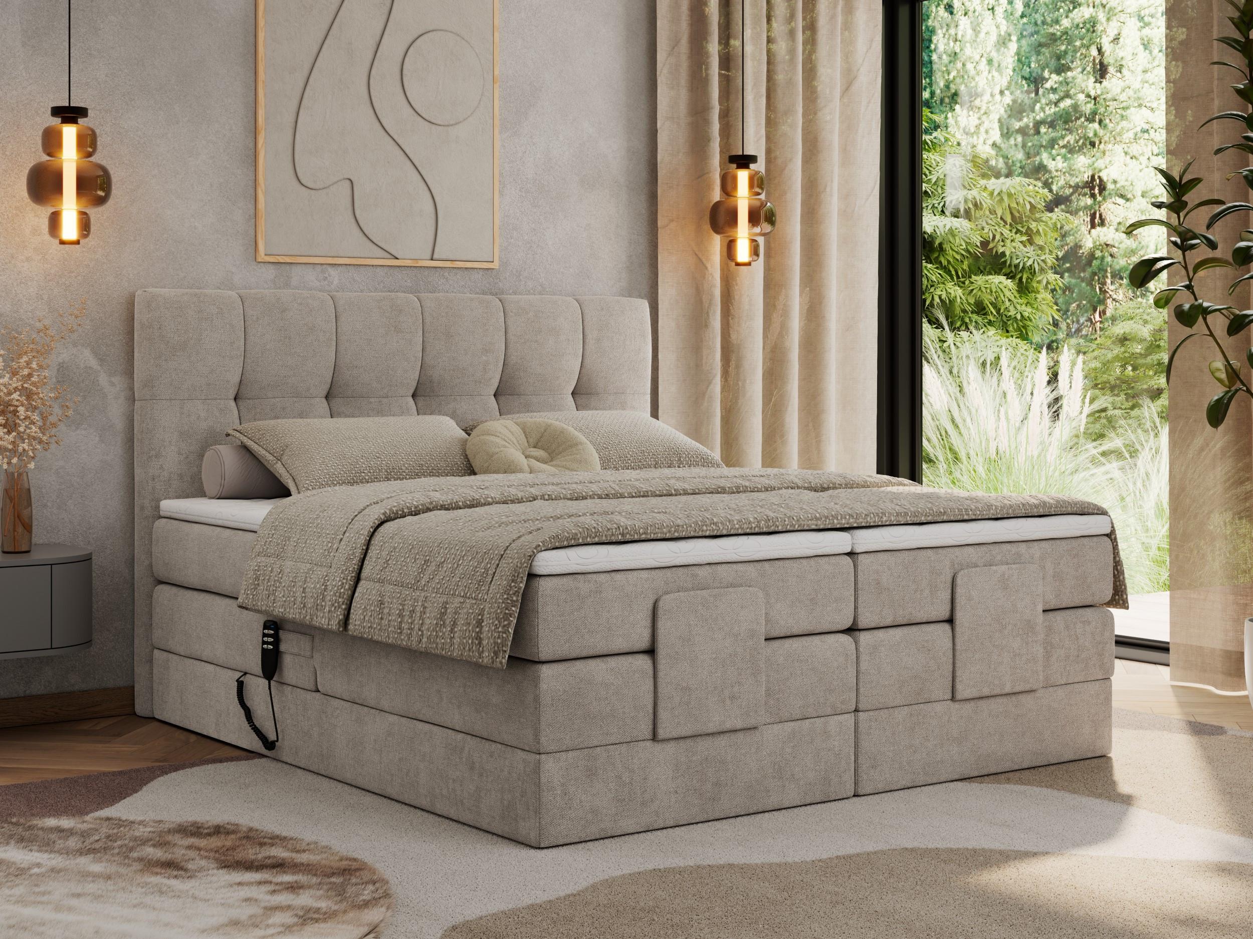 wohnli-moebel-suche-800000812311-1 BOXBETT VITTORIA 140/200 - Beige Struktur - H4 Holz MKS Möbel > Betten > Boxspringbetten Beige