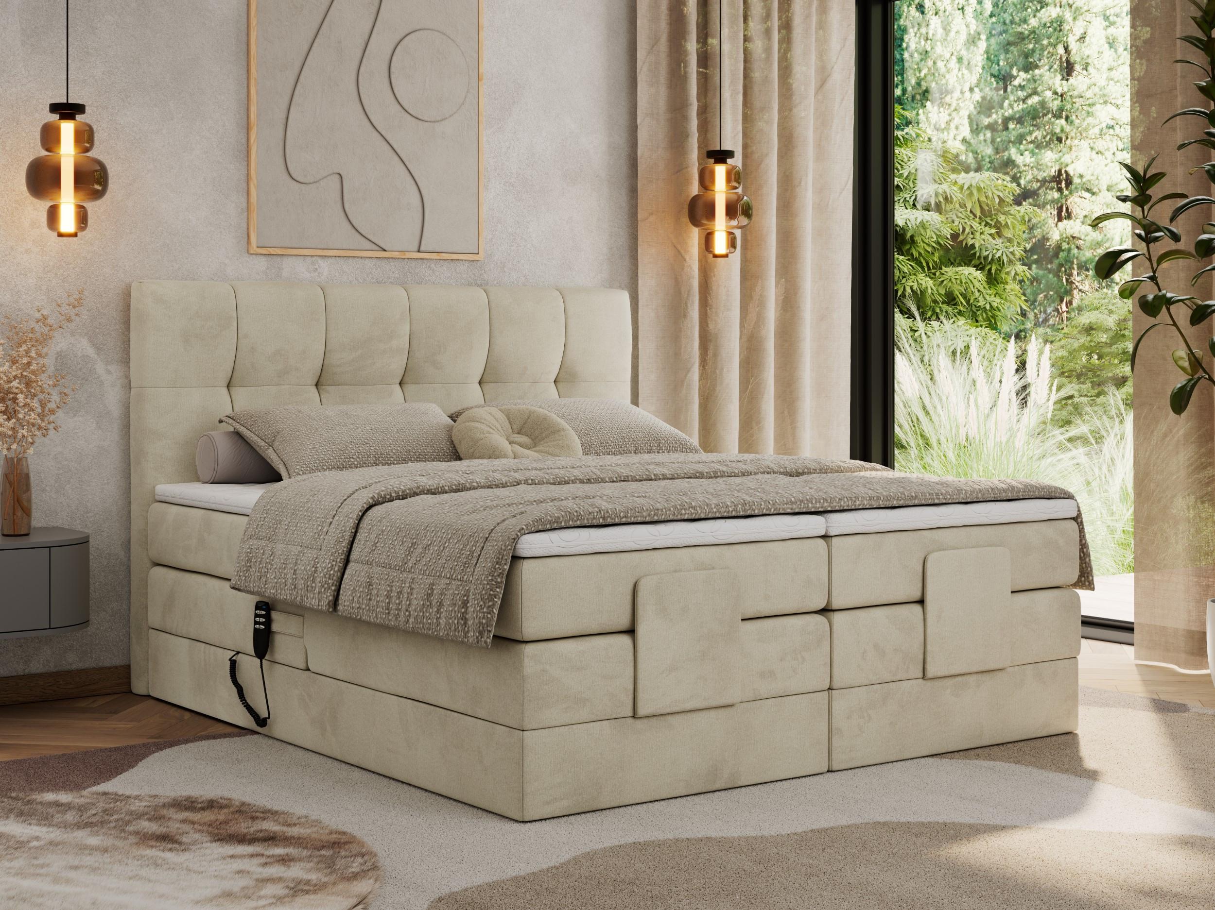 wohnli-moebel-suche-800000812408-1 BOXBETT VITTORIA 140/200 - Beige Velvet - H3 Textil MKS Möbel > Betten > Boxspringbetten Beige