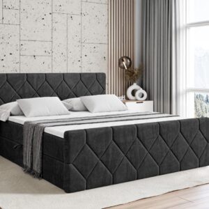 BOXBETT CATOR-Z - 160x200 cm - H4 - Schwarz Holzwerkstoff ALTDECOR Möbel > Betten > Boxspringbetten Schwarz