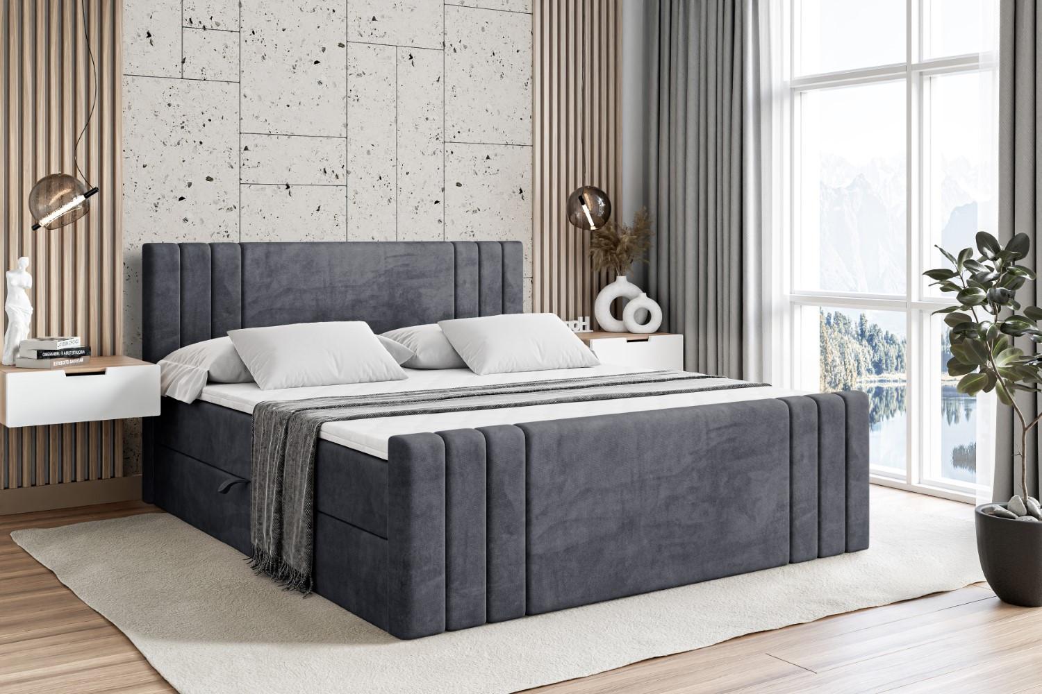 BOXBETT CELESTIA-Z - 180x200 cm - H3 - Dunkelgrau Holzwerkstoff ALTDECOR Möbel > Betten > Boxspringbetten Grau