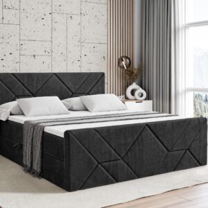 BOXBETT BARWA-Z - 120x200 cm - H3 - Schwarz Holzwerkstoff ALTDECOR Möbel > Betten > Boxspringbetten Schwarz