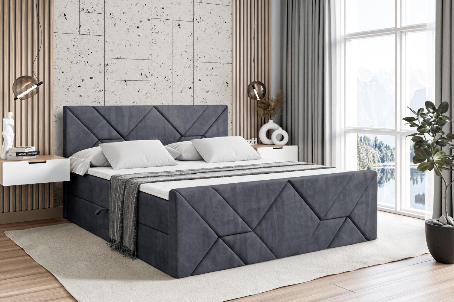 wohnli-moebel-suche-800000814081-1 BOXBETT BARWA-Z - 120x200 cm - H3 - Dunkelgrau Holzwerkstoff ALTDECOR Möbel > Betten > Boxspringbetten Grau