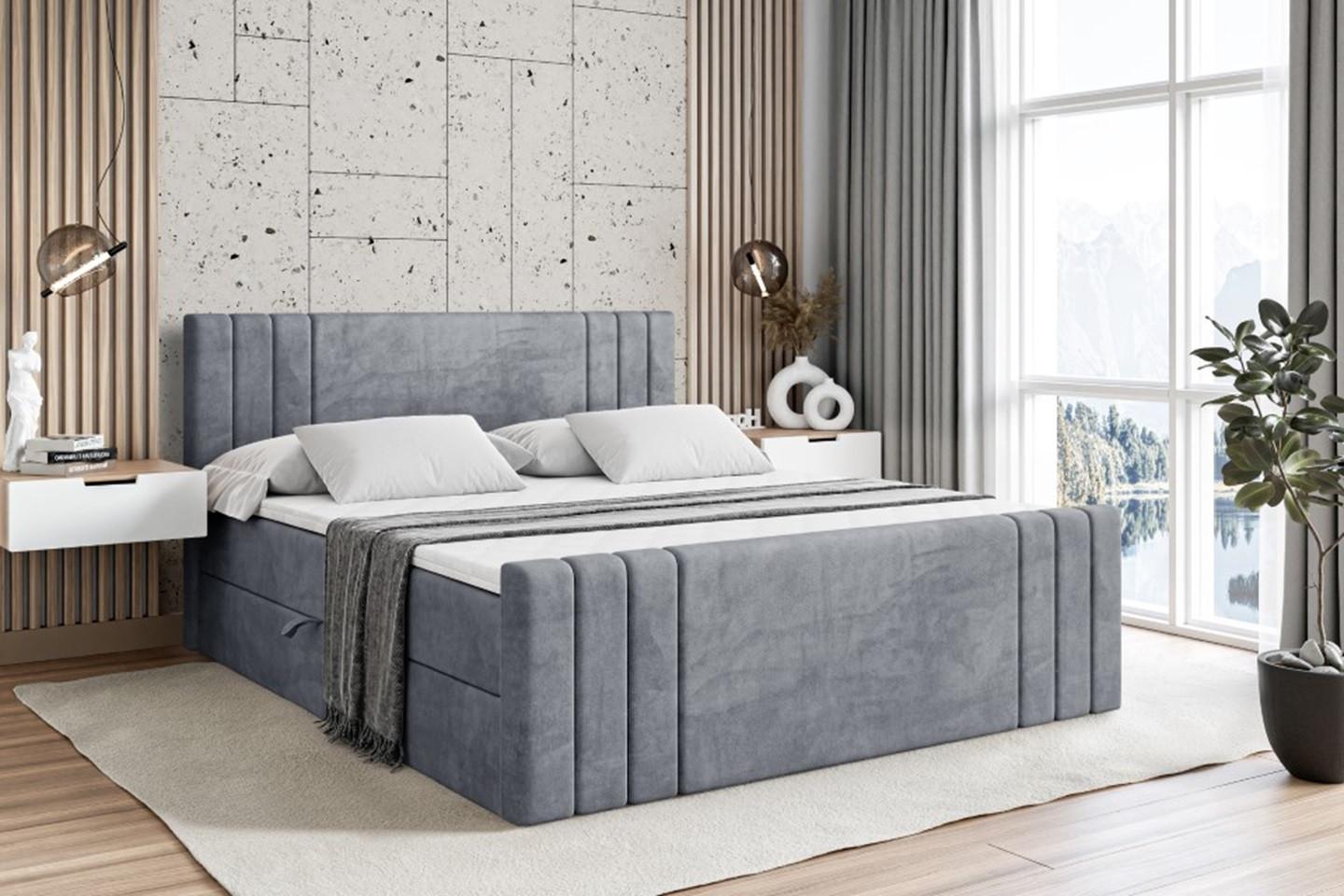 BOXBETT CELESTIA-Z - 120x200 cm - H3 - Grau Holzwerkstoff ALTDECOR Möbel > Betten > Boxspringbetten Grau