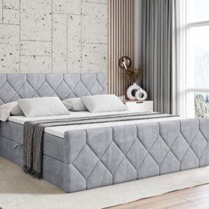 BOXBETT CATOR-Z - 180x200 cm - H3 - Hellgrau Holzwerkstoff ALTDECOR Möbel > Betten > Boxspringbetten Grau