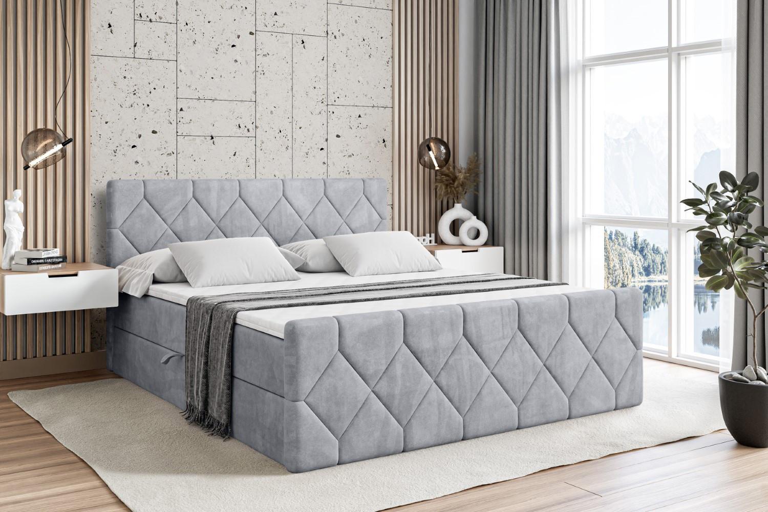 BOXBETT CATOR-Z - 180x200 cm - H3 - Hellgrau Holzwerkstoff ALTDECOR Möbel > Betten > Boxspringbetten Grau