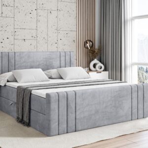 BOXBETT CELESTIA-Z - 180x200 cm - H3 - Hellgrau Holzwerkstoff ALTDECOR Möbel > Betten > Boxspringbetten Grau