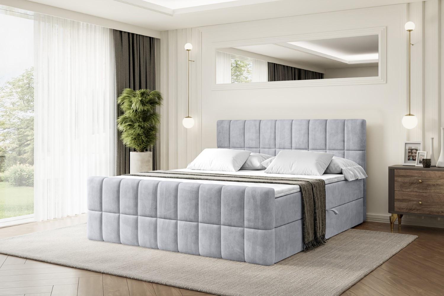 wohnli-moebel-suche-800000814296-1 BOXBETT MIAMI-Z - 120x200 cm - H3 - Hellgrau Holzwerkstoff ALTDECOR Möbel > Betten > Boxspringbetten Grau