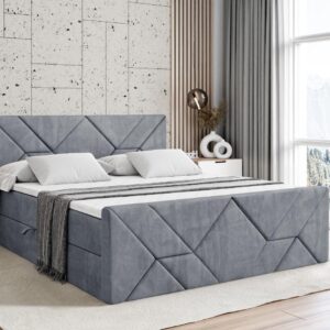 BOXBETT BARWA-Z - 180x200 cm - H4 - Grau Holzwerkstoff ALTDECOR Möbel > Betten > Boxspringbetten Grau