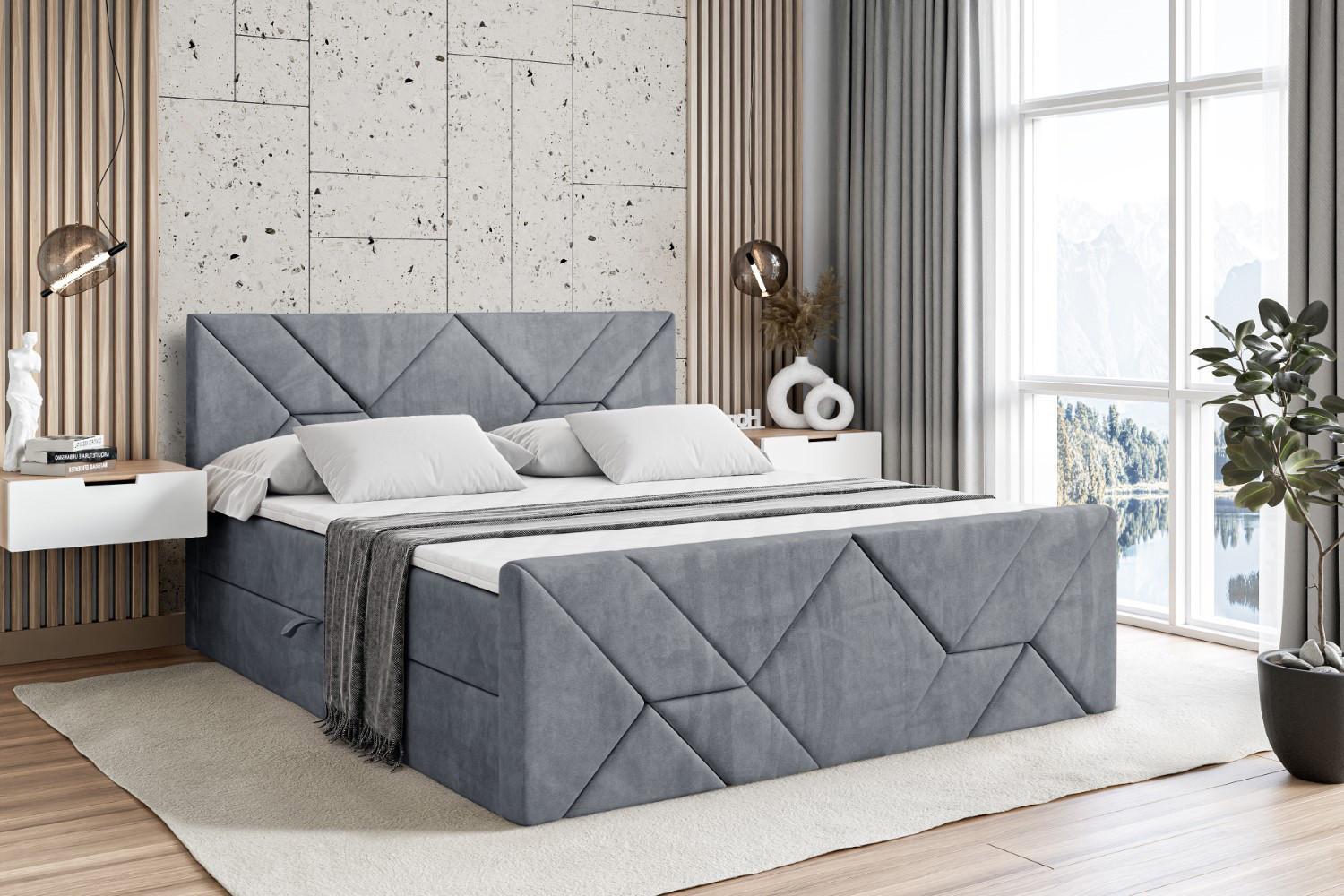 BOXBETT BARWA-Z - 180x200 cm - H4 - Grau Holzwerkstoff ALTDECOR Möbel > Betten > Boxspringbetten Grau