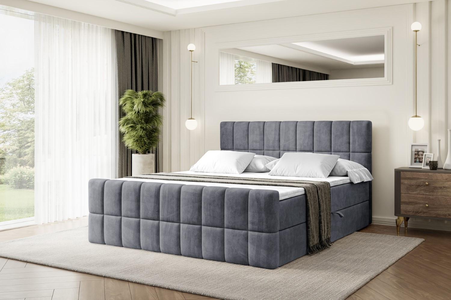 BOXBETT MIAMI-Z - 140x200 cm - H4 - Dunkelgrau Holzwerkstoff ALTDECOR Möbel > Betten > Boxspringbetten Grau