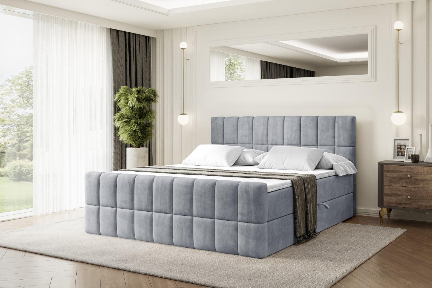 BOXBETT MIAMI-Z - 180x200 cm - H3 - Grau Holzwerkstoff ALTDECOR Möbel > Betten > Boxspringbetten Grau