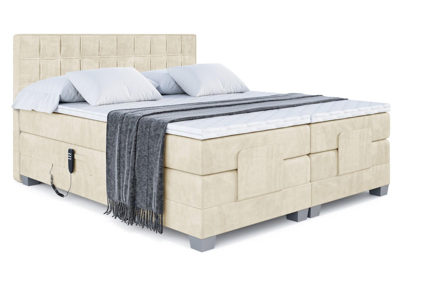 Wohnli Möbelsuche - BOXSPRINGBETT elektrisch verstellbar mit 2 Matratzen H4/Taschenfederung OSTO EL 140 x 200 Beige