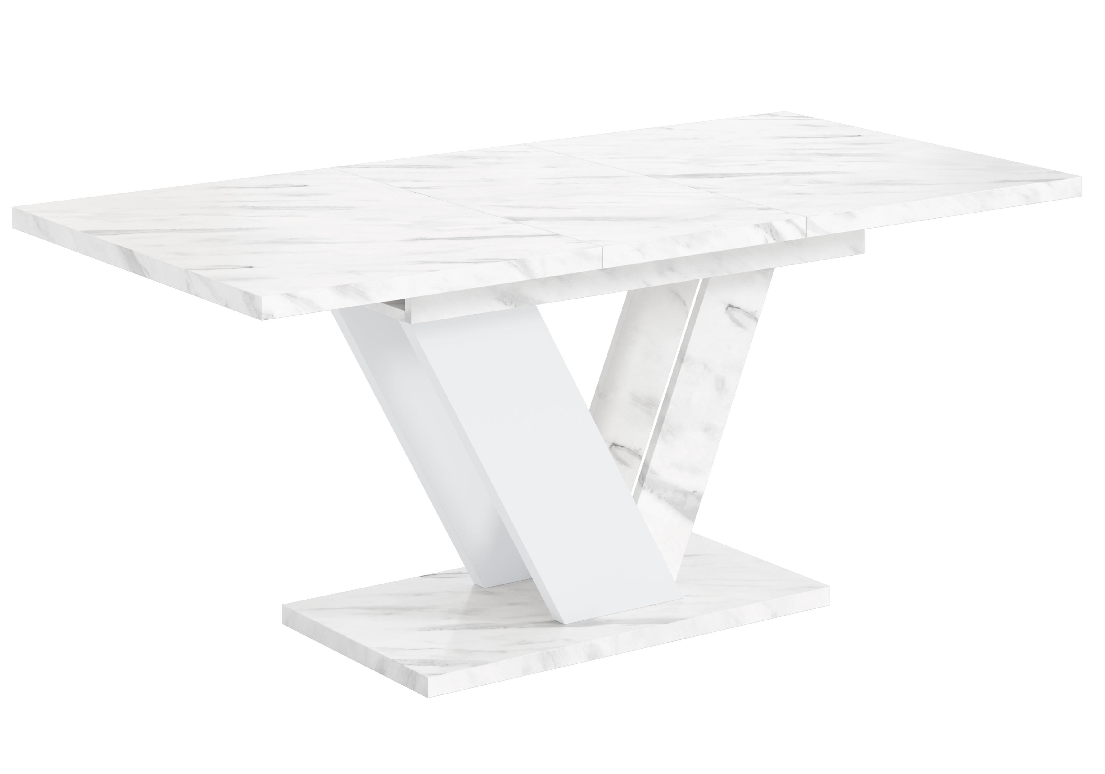 Wohnli Möbelsuche - ESSTISCH ausziehbar 120 -160x80x75 cm - Bianco Marble / White -CLASI
