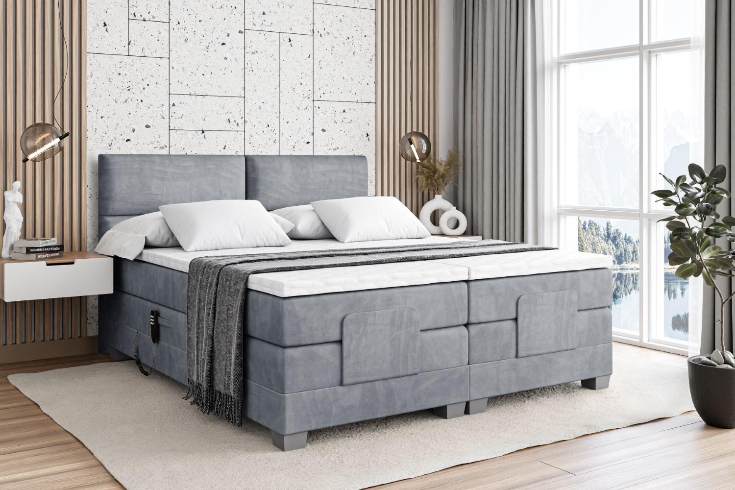 BOXSPRINGBETT elektrisch verstellbar mit 2 Matratzen H4/Taschenfederung MAYA EL 180 x 200 Hellgrau Holzwerkstoff ALTDECOR Möbel > Betten > Boxspringbetten Grau