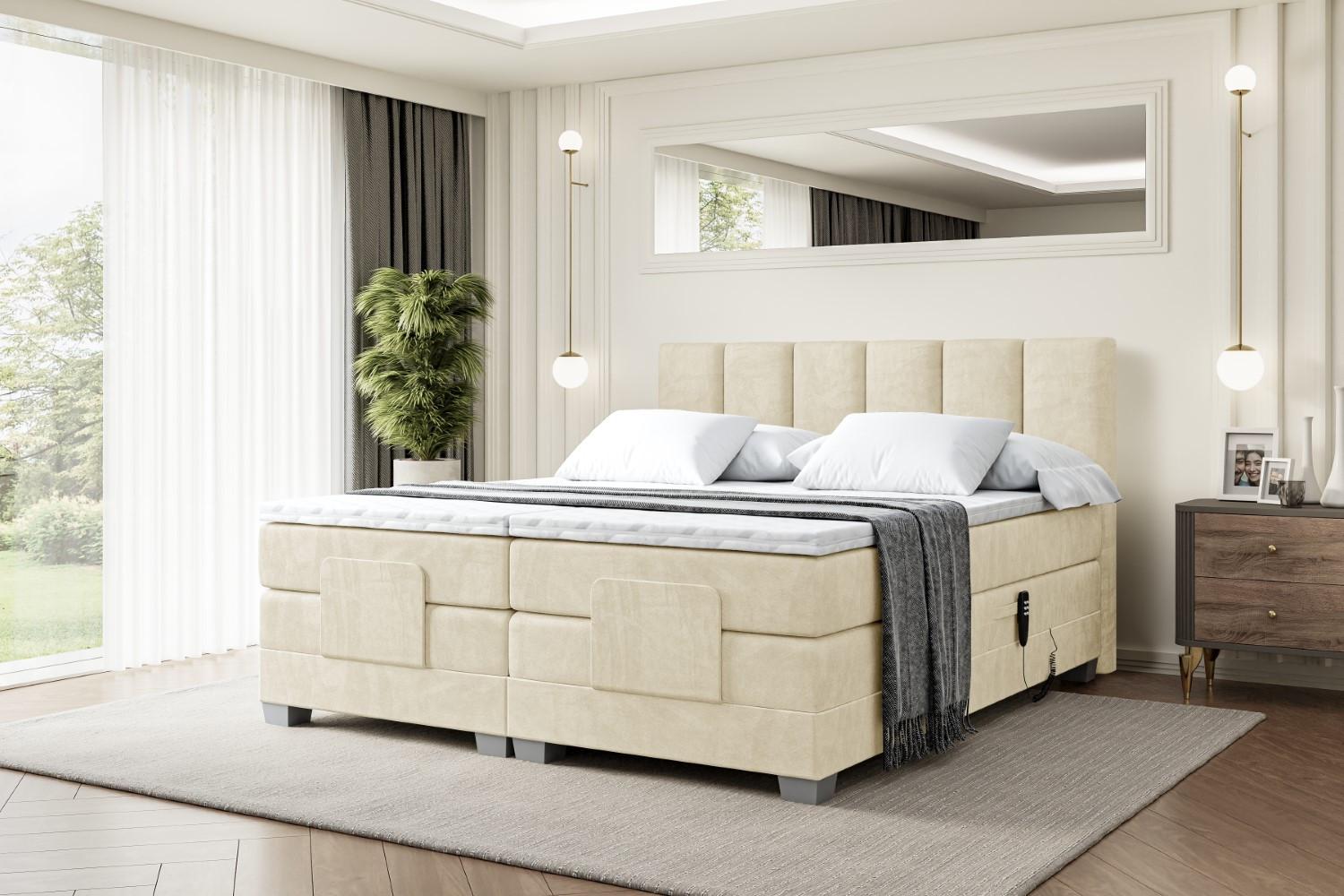 wohnli-moebel-suche-800000814459-1 BOXSPRINGBETT elektrisch verstellbar mit 2 Matratzen H4/Taschenfederung AMEL EL 140 x 200 Beige Holzwerkstoff ALTDECOR Möbel > Betten > Boxspringbetten Beige