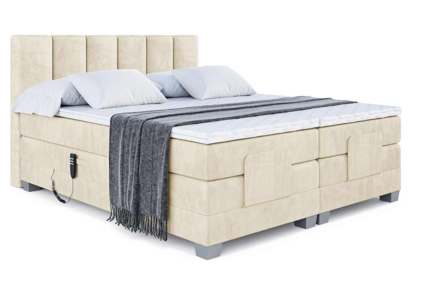 Wohnli Möbelsuche - BOXSPRINGBETT elektrisch verstellbar mit 2 Matratzen H4/Taschenfederung AMEL EL 140 x 200 Beige