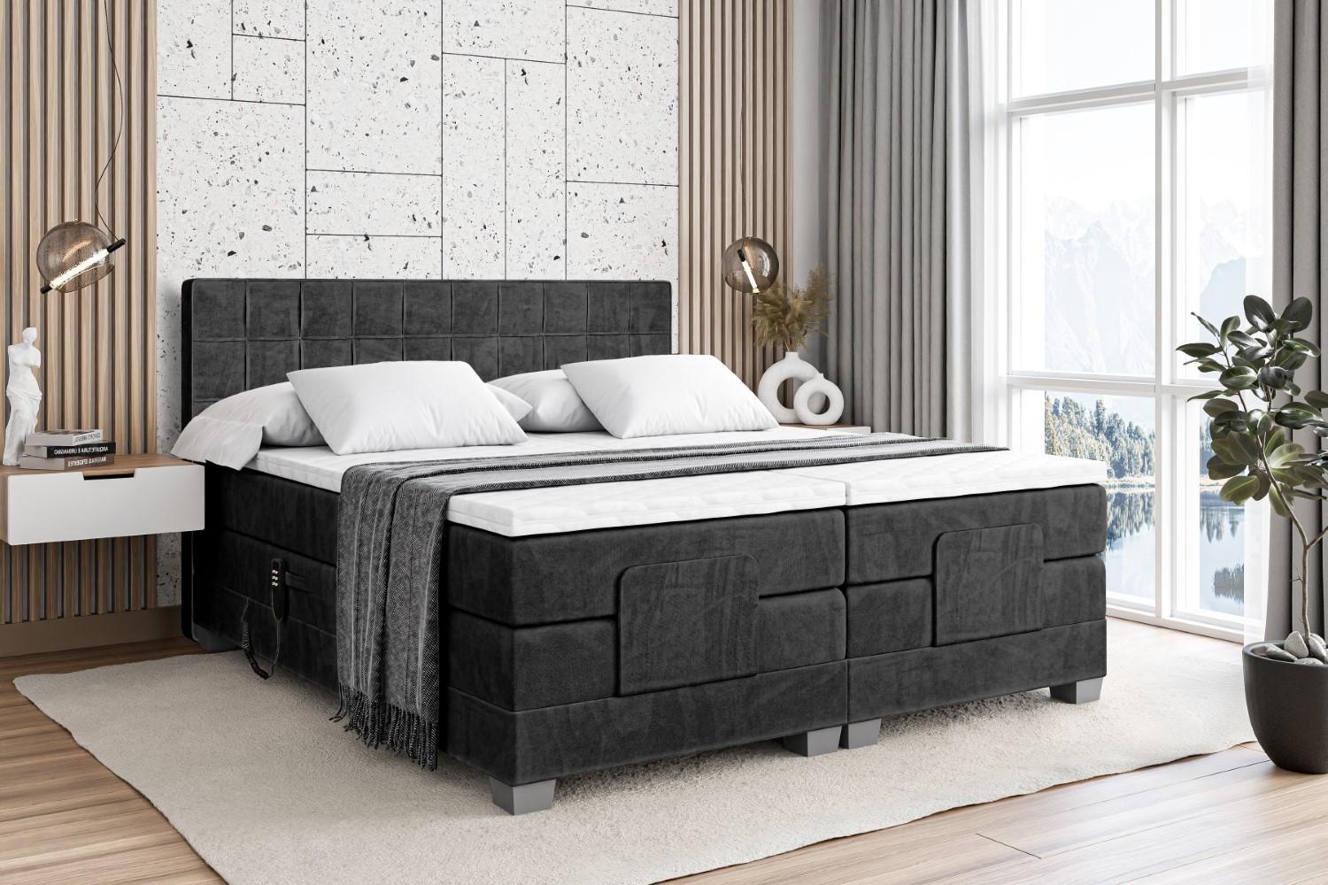 wohnli-moebel-suche-800000814474-1 BOXSPRINGBETT elektrisch verstellbar mit 2 Matratzen H4/Taschenfederung OSTO EL 200 x 200 Schwarz Holzwerkstoff ALTDECOR Möbel > Betten > Boxspringbetten Schwarz