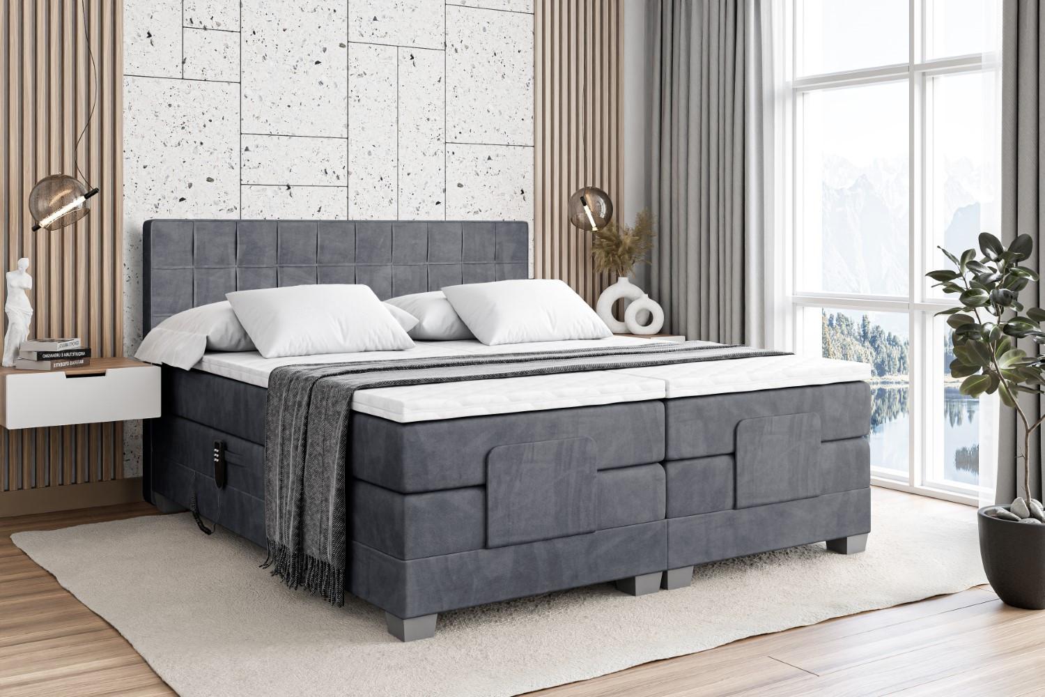 BOXSPRINGBETT elektrisch verstellbar mit 2 Matratzen H4/Taschenfederung OSTO EL 160 x 200 Dunkelgrau Holzwerkstoff ALTDECOR Möbel > Betten > Boxspringbetten Grau