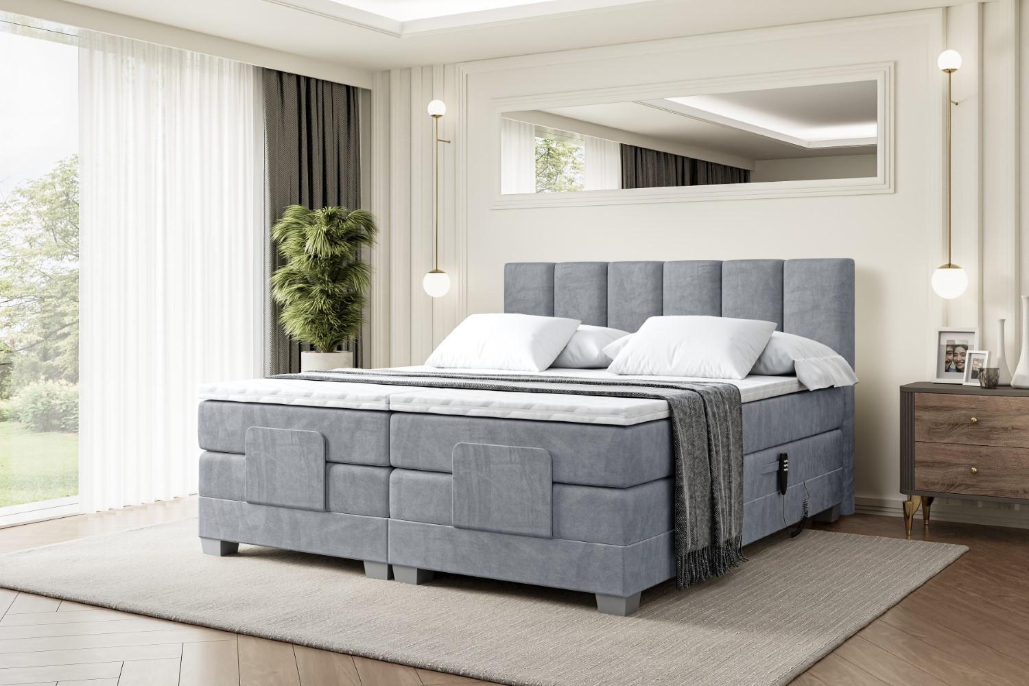 BOXSPRINGBETT elektrisch verstellbar mit 2 Matratzen H4/Taschenfederung AMEL EL 200 x 200 Hellgrau Holzwerkstoff ALTDECOR Möbel > Betten > Boxspringbetten Grau