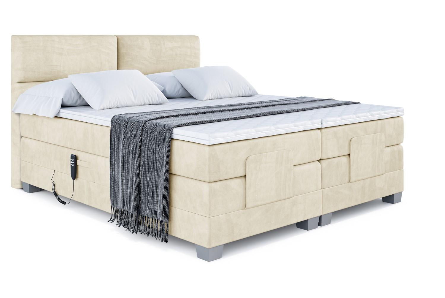 Wohnli Möbelsuche - BOXSPRINGBETT elektrisch verstellbar mit 2 Matratzen H4/Taschenfederung MAYA EL 180 x 200 Beige