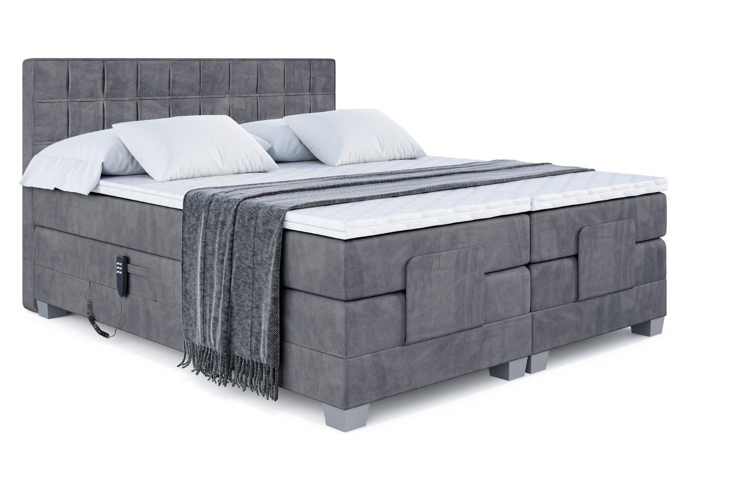 Wohnli Möbelsuche - BOXSPRINGBETT elektrisch verstellbar mit 2 Matratzen H4/Taschenfederung OSTO EL 140 x 200 Dunkelgrau