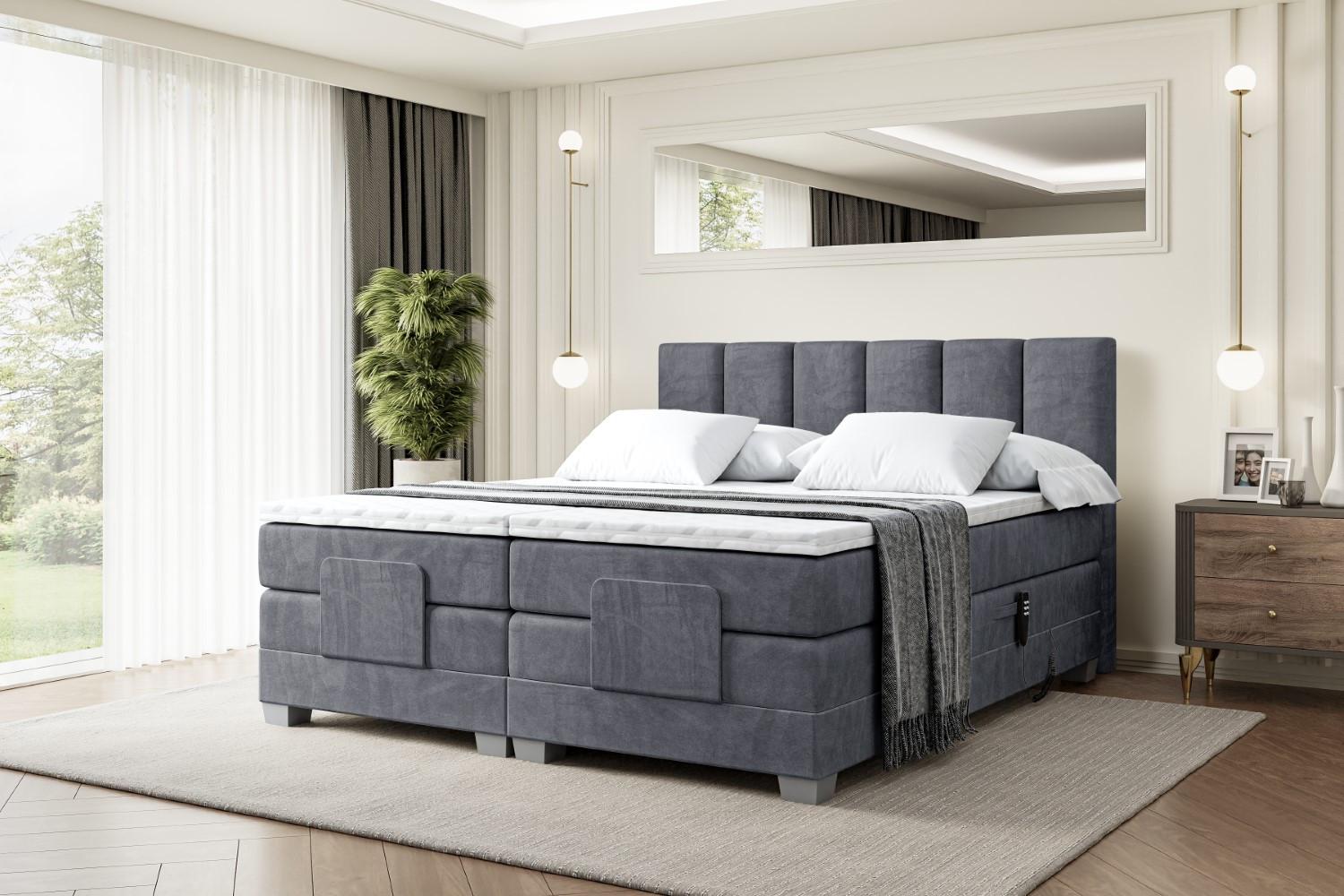 wohnli-moebel-suche-800000814526-1 BOXSPRINGBETT elektrisch verstellbar mit 2 Matratzen H4/Taschenfederung AMEL EL 160 x 200 Dunkelgrau Holzwerkstoff ALTDECOR Möbel > Betten > Boxspringbetten Grau