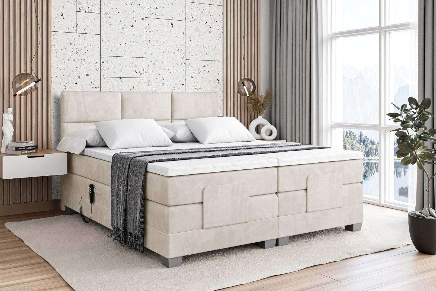 BOXSPRINGBETT elektrisch verstellbar mit 2 Matratzen H4/Taschenfederung PROT EL 140 x 200 Creme Holzwerkstoff ALTDECOR Möbel > Betten > Boxspringbetten Weiß