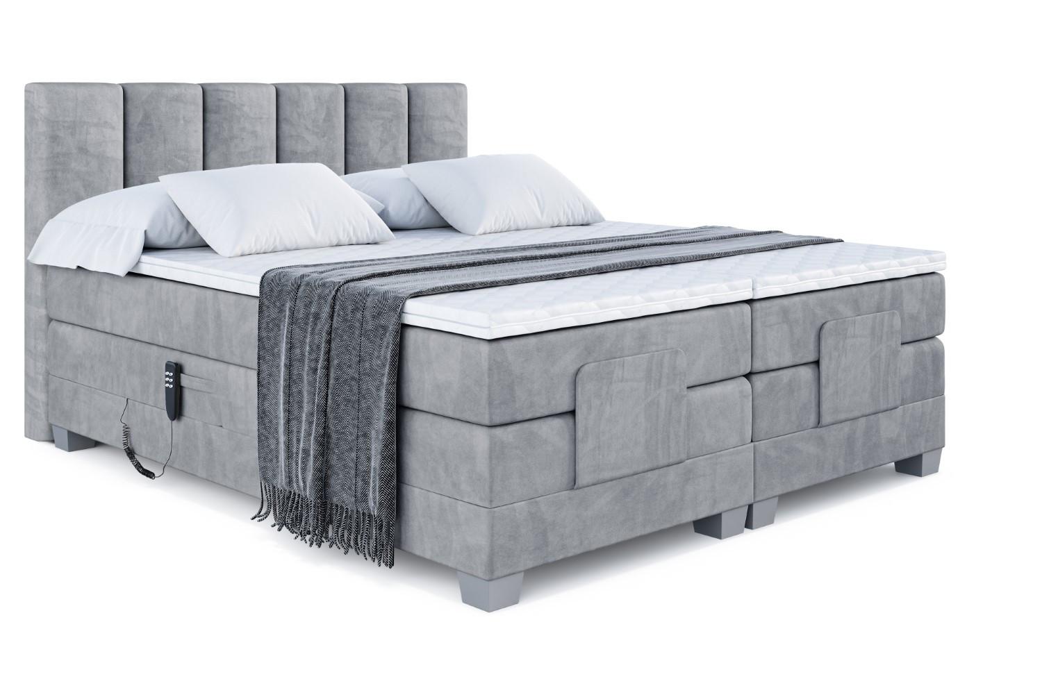 Wohnli Möbelsuche - BOXSPRINGBETT elektrisch verstellbar mit 2 Matratzen H4/Taschenfederung AMEL EL 180 x 200 Hellgrau