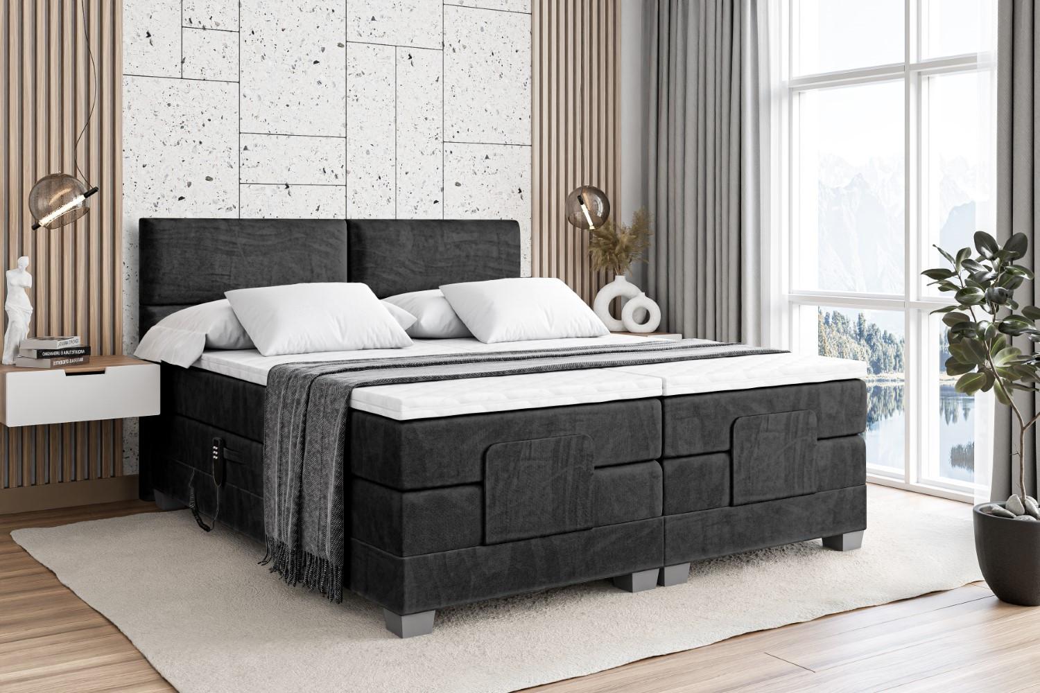 wohnli-moebel-suche-800000814560-1 BOXSPRINGBETT elektrisch verstellbar mit 2 Matratzen H4/Taschenfederung MAYA EL 180 x 200 Schwarz Holzwerkstoff ALTDECOR Möbel > Betten > Boxspringbetten Schwarz