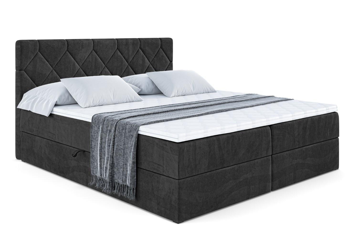 Wohnli Möbelsuche - BOXBETT mit Matratze H4 und Lattenrost - CATOR - 200 x 200 - Schwarz