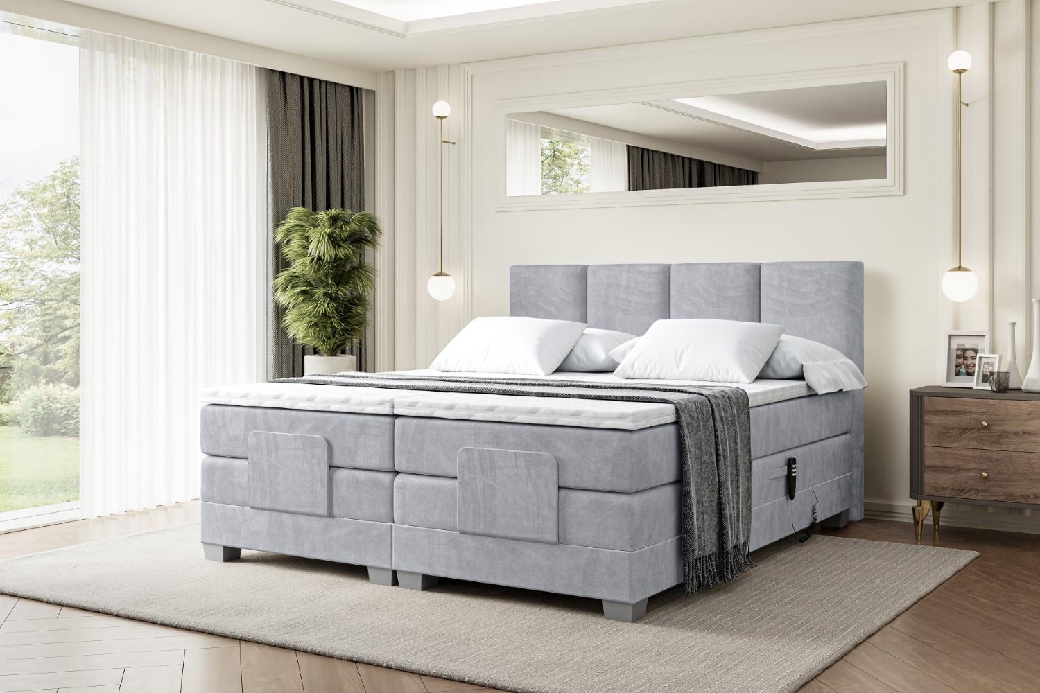 BOXSPRINGBETT elektrisch verstellbar mit 2 Matratzen H4/Taschenfederung ROKS EL 200 x 200 Grau Holzwerkstoff ALTDECOR Möbel > Betten > Boxspringbetten Grau