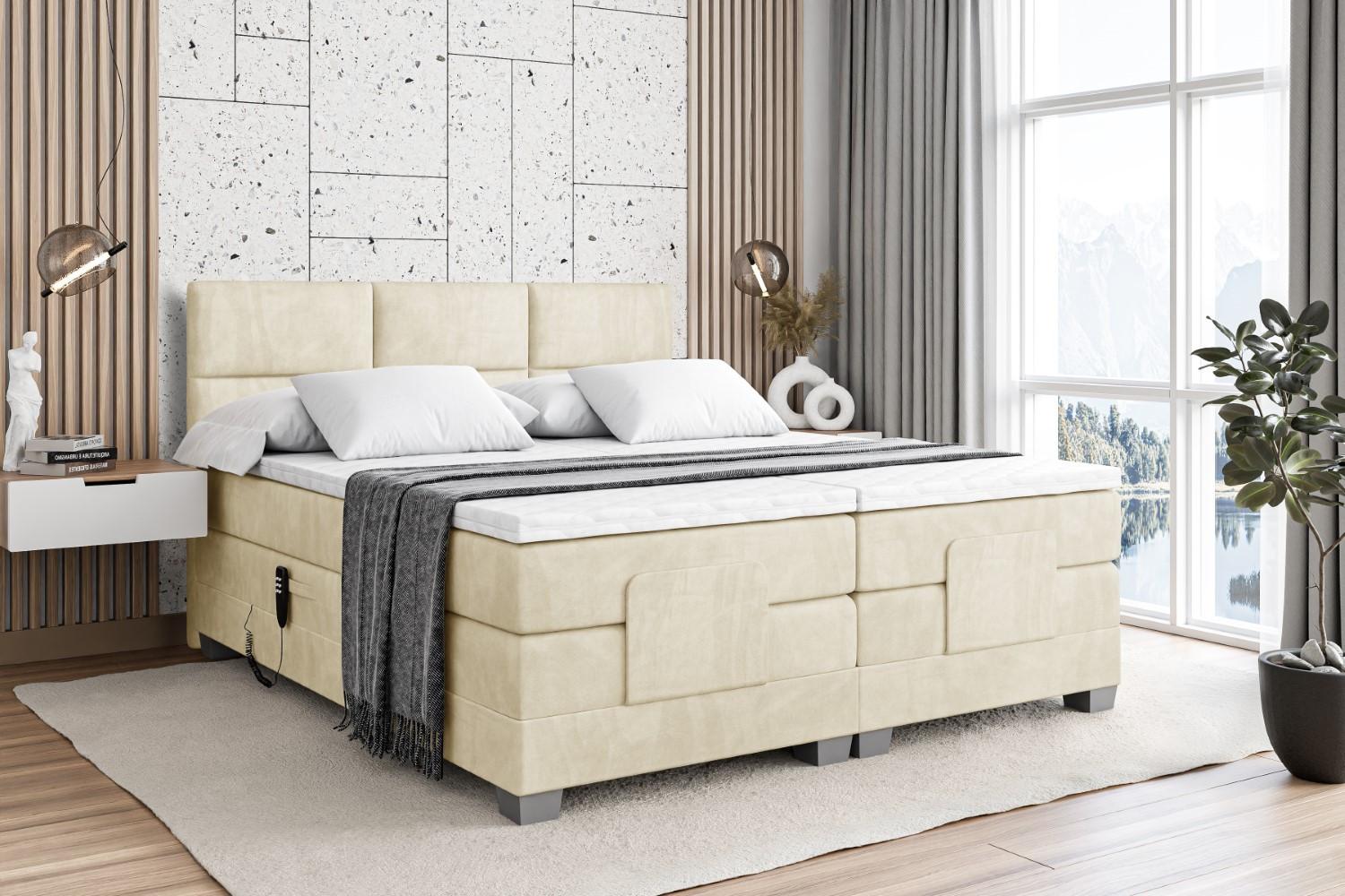 BOXSPRINGBETT elektrisch verstellbar mit 2 Matratzen H4/Taschenfederung PROT EL 180 x 200 Beige Holzwerkstoff ALTDECOR Möbel > Betten > Boxspringbetten Beige