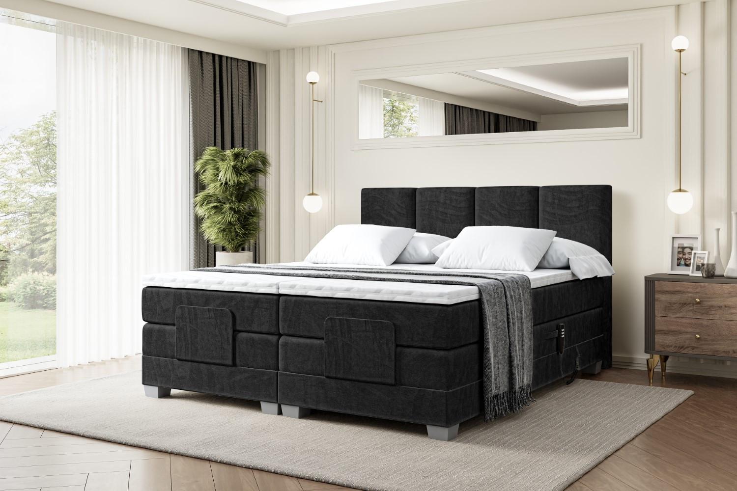 wohnli-moebel-suche-800000814595-1 BOXSPRINGBETT elektrisch verstellbar mit 2 Matratzen H4/Taschenfederung ROKS EL 200 x 200 Schwarz Holzwerkstoff ALTDECOR Möbel > Betten > Boxspringbetten Schwarz