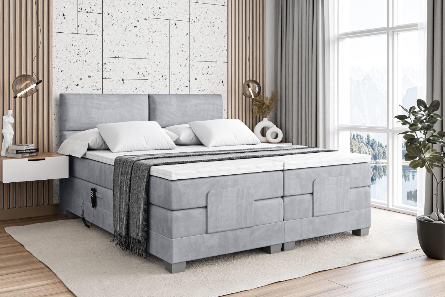 BOXSPRINGBETT elektrisch verstellbar mit 2 Matratzen H4/Taschenfederung MAYA EL 160 x 200 Grau Holzwerkstoff ALTDECOR Möbel > Betten > Boxspringbetten Grau