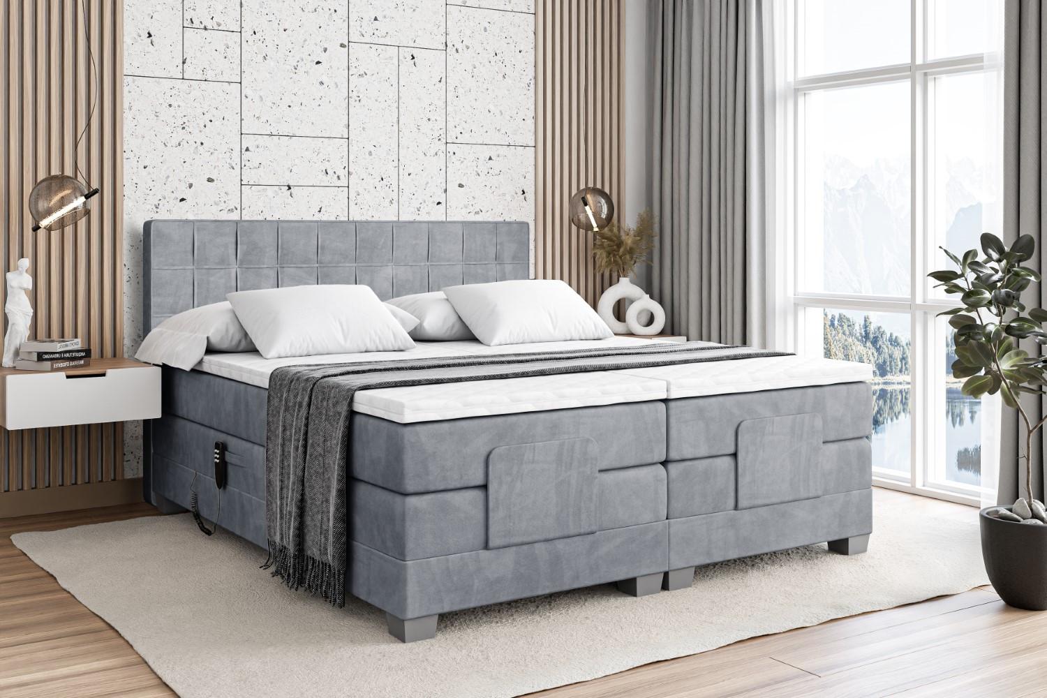 wohnli-moebel-suche-800000814634-1 BOXSPRINGBETT elektrisch verstellbar mit 2 Matratzen H4/Taschenfederung OSTO EL 160 x 200 Hellgrau Holzwerkstoff ALTDECOR Möbel > Betten > Boxspringbetten Grau