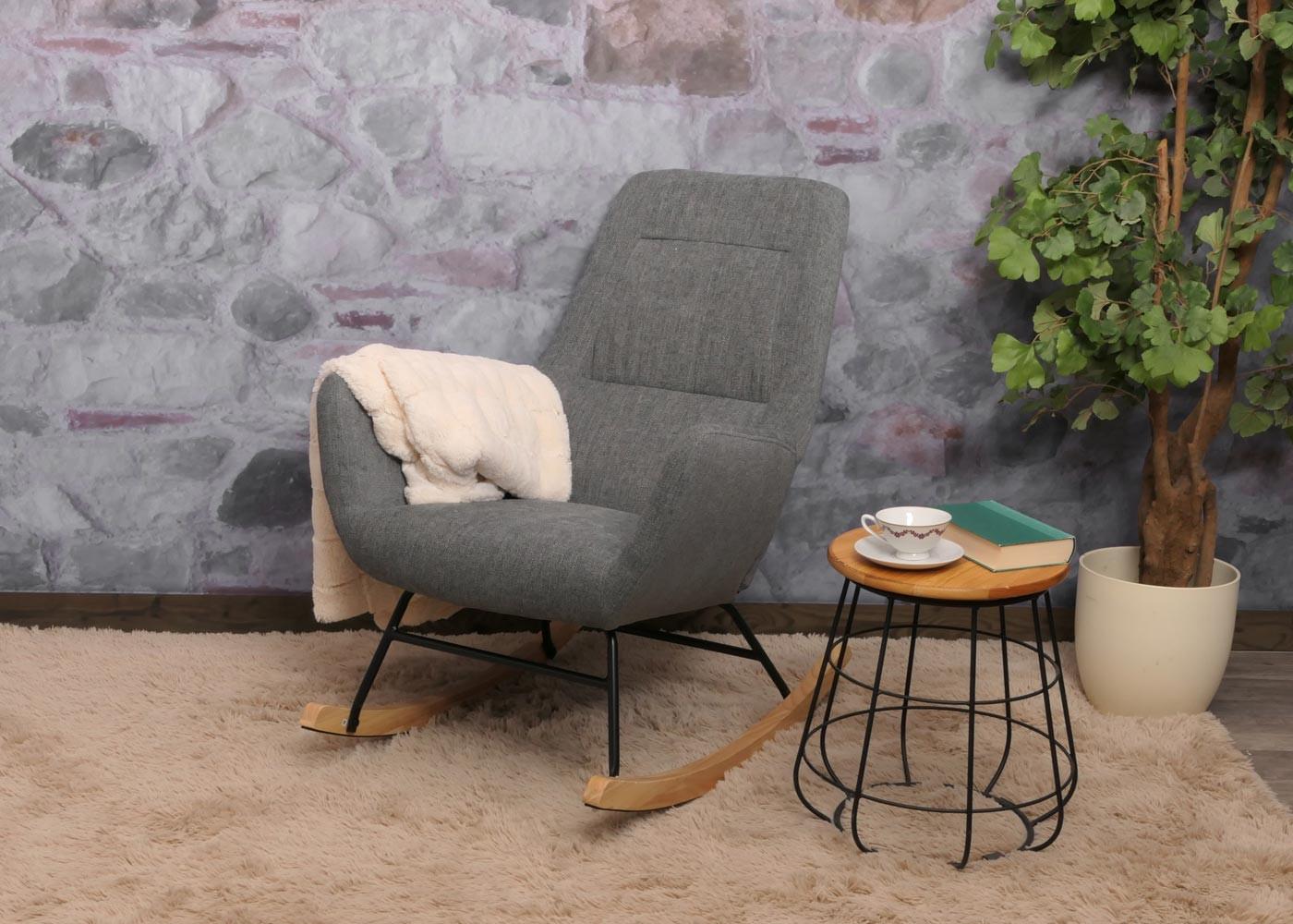 SCHAUKELSTUHL Anthrazit Holz MCW Möbel > Sessel > Relaxsessel Anthrazit