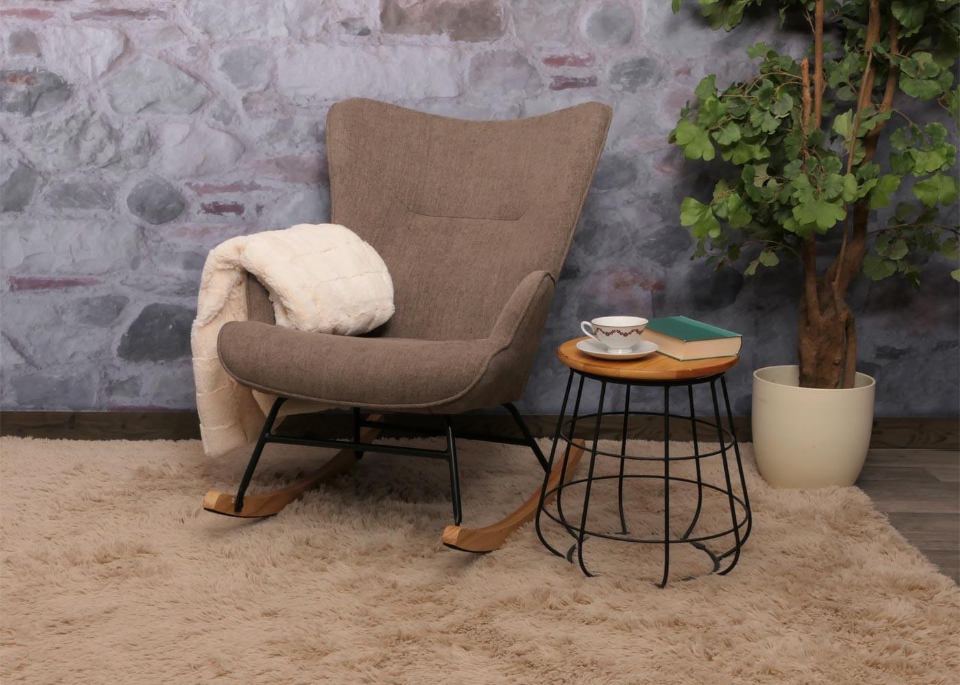 SCHAUKELSTUHL Braun Holz MCW Möbel > Sessel > Relaxsessel Braun