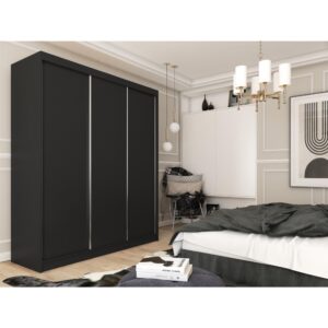 wohnli-moebel-suche-800000817083-1 SCHWEBETÜRENSCHRANK Mario II 240/216/61 schwarz mit Schubladen Holzwerkstoff Beautysofa Möbel > Schränke > Kleiderschränke > Schwebetürenschränke Schwarz