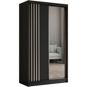 Wohnli Möbelsuche - SCHWEBETÜRENSCHRANK Nela II 120/216/61 schwarz mit Schubladen
