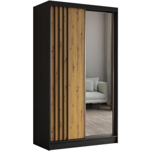 Wohnli Möbelsuche - SCHWEBETÜRENSCHRANK Nela II 120/216/61 schwarz mit Schubladen