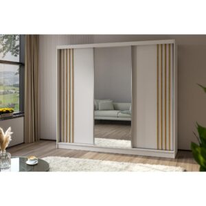 wohnli-moebel-suche-800000817134-1 SCHWEBETÜRENSCHRANK Nela II 240/216/61 weiß mit Schubladen Holzwerkstoff Beautysofa Möbel > Schränke > Kleiderschränke > Schwebetürenschränke Weiß