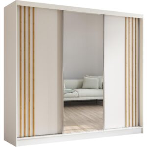 wohnli-moebel-suche-800000817134 Wohnli Möbelsuche - SCHWEBETÜRENSCHRANK Nela II 240/216/61 weiß mit Schubladen