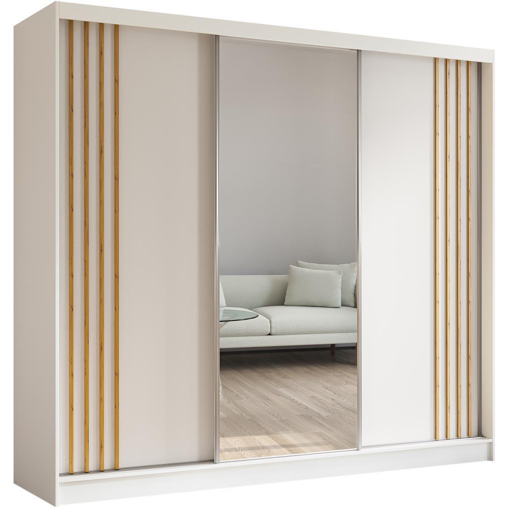 Wohnli Möbelsuche - SCHWEBETÜRENSCHRANK Nela II 240/216/61 weiß mit Schubladen