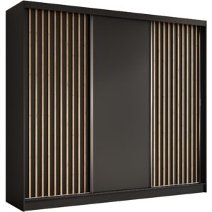 wohnli-moebel-suche-800000817135 Wohnli Möbelsuche - SCHWEBETÜRENSCHRANK Helios II 240/216/61 schwarz+eiche Artisan mit Schubladen