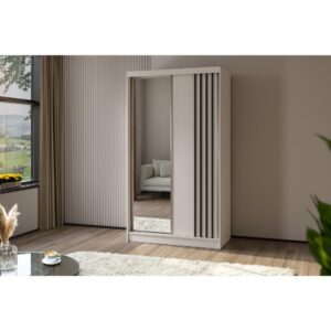 wohnli-moebel-suche-800000817143-1 SCHWEBETÜRENSCHRANK Nela II 120/216/61 weiß mit Schubladen Holzwerkstoff Beautysofa Möbel > Schränke > Kleiderschränke > Schwebetürenschränke Weiß