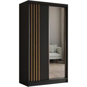 Wohnli Möbelsuche - SCHWEBETÜRENSCHRANK Nela II 120/216/61 schwarz mit Schubladen