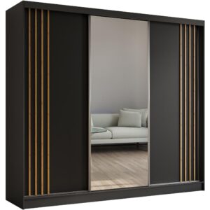 wohnli-moebel-suche-800000817160 Wohnli Möbelsuche - SCHWEBETÜRENSCHRANK Nela II 240/216/61 schwarz mit Schubladen
