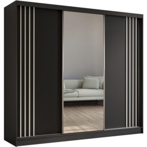 Wohnli Möbelsuche - SCHWEBETÜRENSCHRANK Nela II 240/216/61 schwarz mit Schubladen